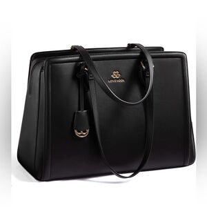 NWT Lovevook Tote Bag,Women's Laptop,PU Leather,Office,16.5"x12"x6.5",Black,Gold